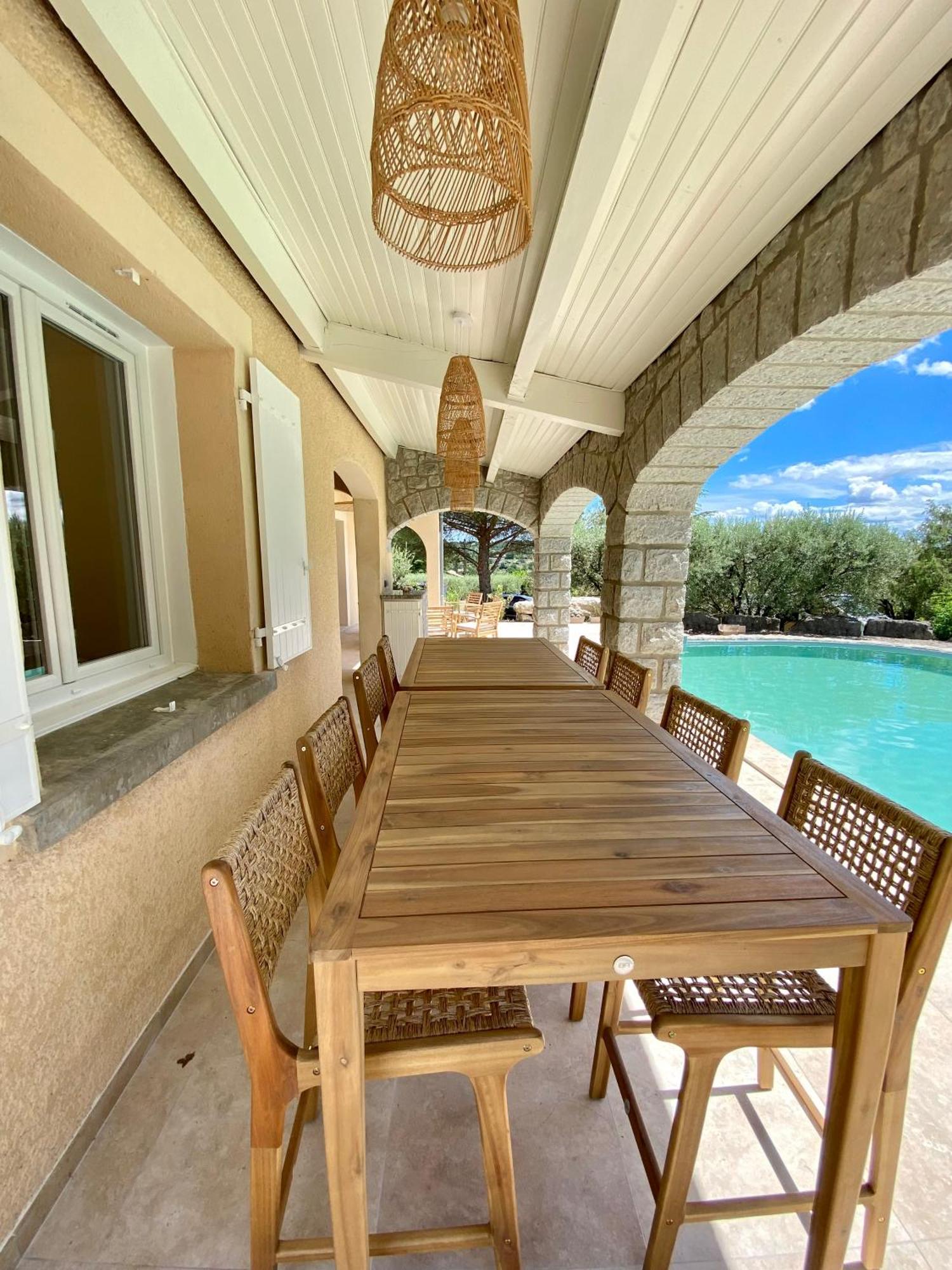 Maison Pour 12P, Piscine A Debordement Chauffee D'Avril A Octobre Inclus Ruoms Dış mekan fotoğraf