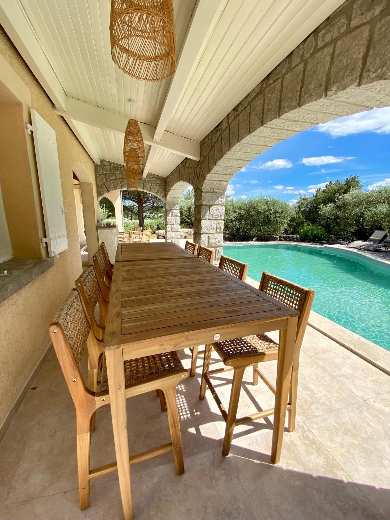 Maison Pour 12P, Piscine A Debordement Chauffee D'Avril A Octobre Inclus Ruoms Dış mekan fotoğraf