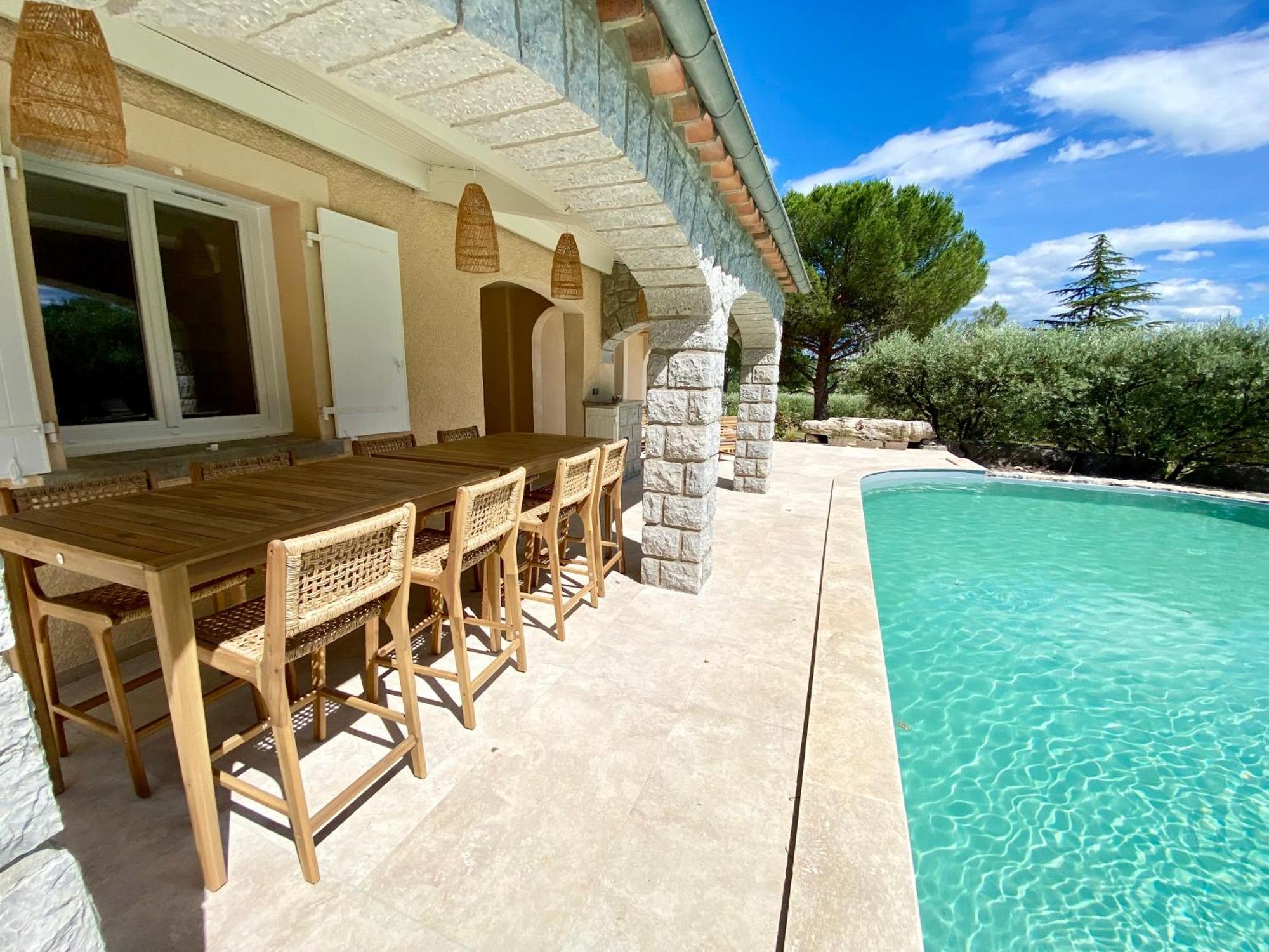 Maison Pour 12P, Piscine A Debordement Chauffee D'Avril A Octobre Inclus Ruoms Dış mekan fotoğraf