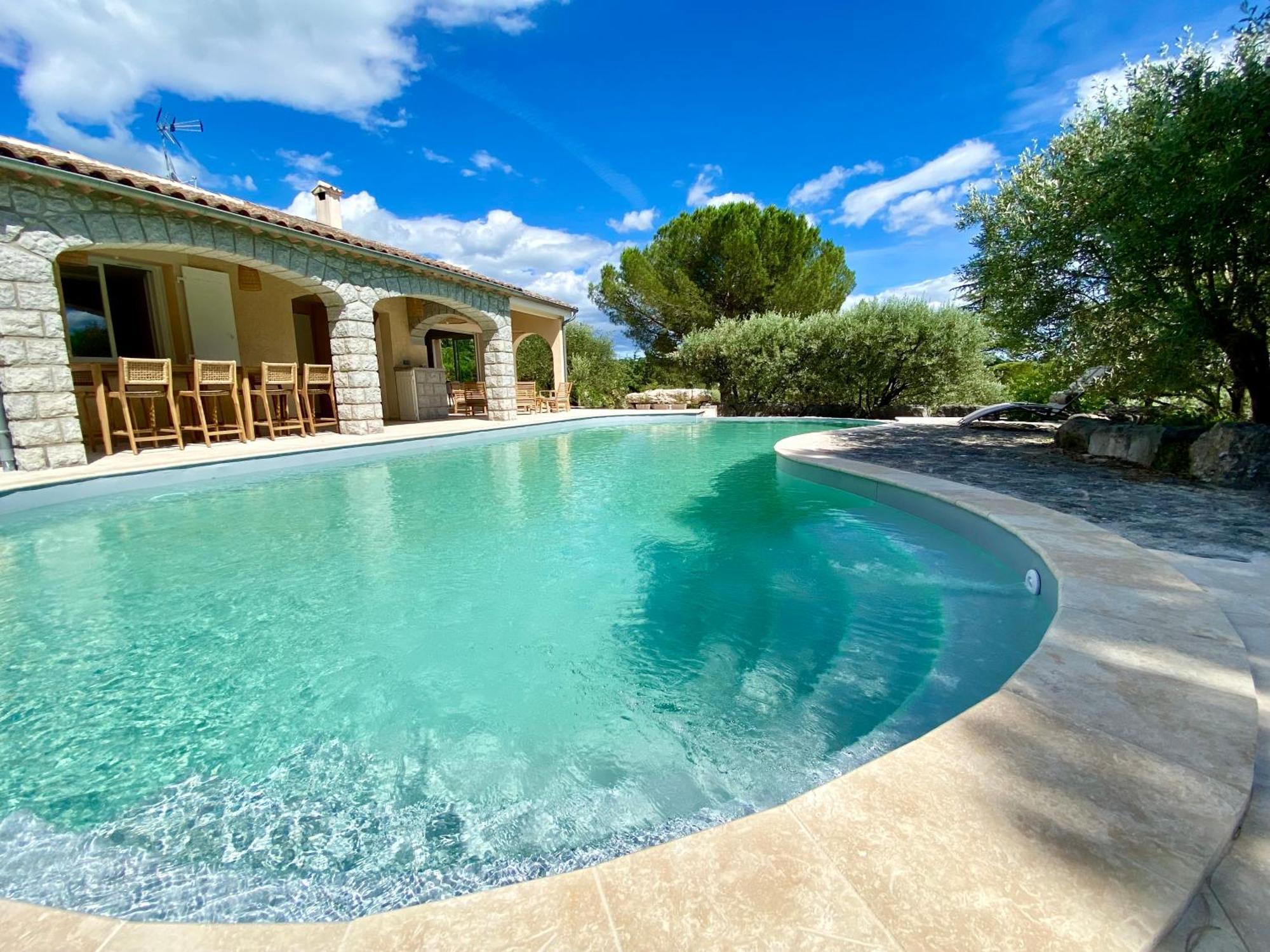 Maison Pour 12P, Piscine A Debordement Chauffee D'Avril A Octobre Inclus Ruoms Dış mekan fotoğraf