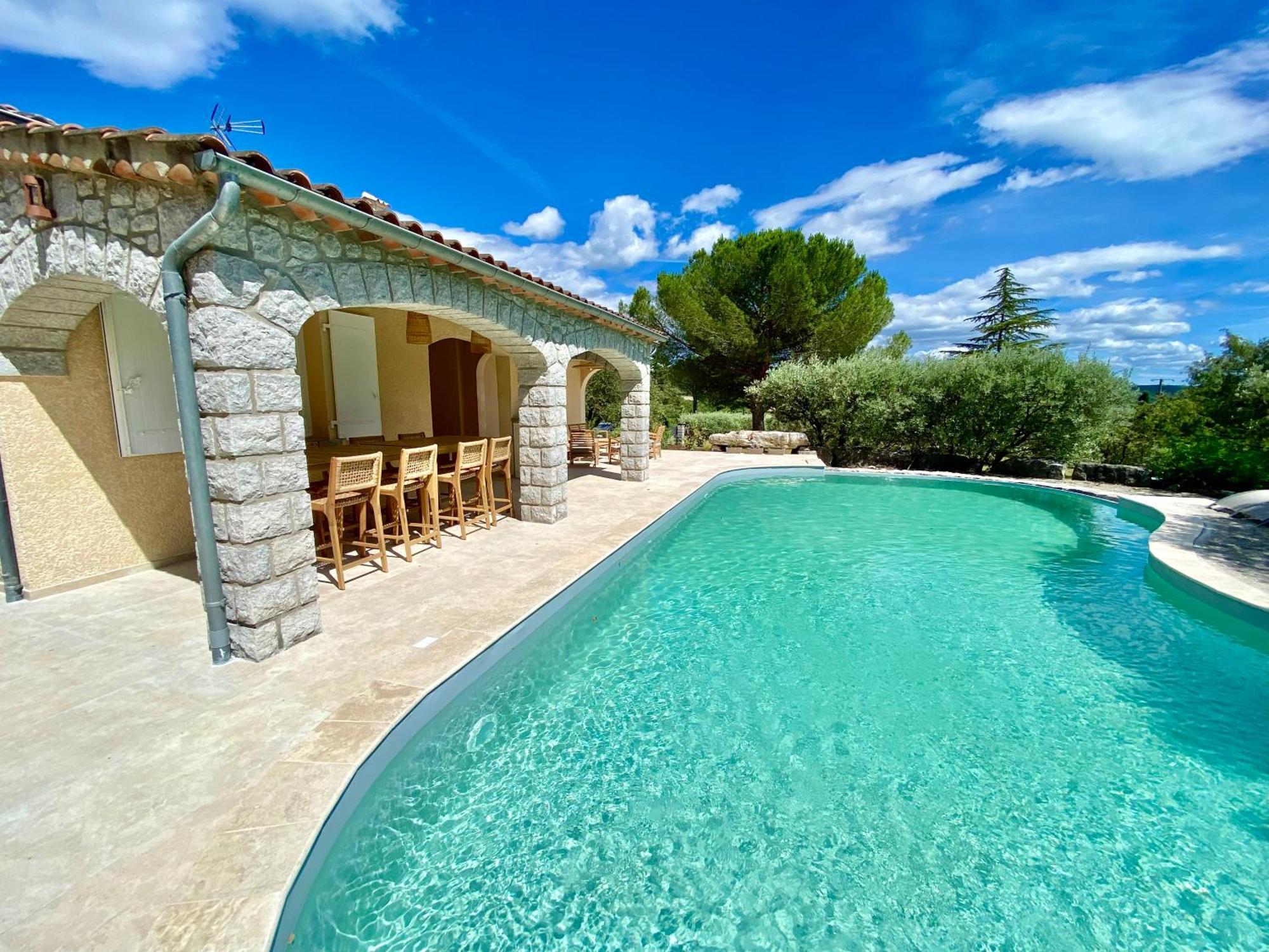 Maison Pour 12P, Piscine A Debordement Chauffee D'Avril A Octobre Inclus Ruoms Dış mekan fotoğraf
